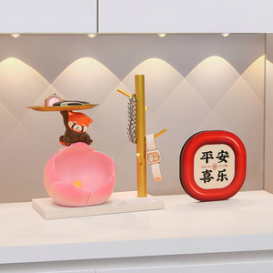 Cute Panda Lotus Resin Figurine Decorative Tray For Home Desktop Use - Product Image 2