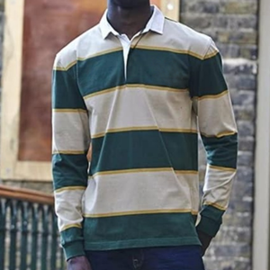 Su misura da uomo per Polo <span class=keywords><strong>maglia</strong></span> da Rugby traspirante a righe bianche verdi <span class=keywords><strong>con</strong></span> nome <span class=keywords><strong>di</strong></span> squadra ricamato manica lunga Rugby <span class=keywords><strong>calcio</strong></span> - Product Image 5