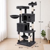 En gros Arbre à chat extra haut en sisal avec panier hamac double en peluche et griffoir