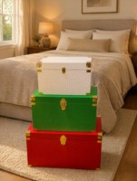 Coffre de rangement décoratif avec quincaillerie dorée