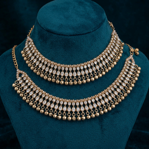 Chaîne de cheville pour femme en alliage plaqué rhodium imitation, style perle Kundan Payal, classique et tendance, pour mariages indiens et fêtes traditionnelles - Product Image 4