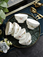 16 Piece Gold Rim Fine Bone China Dinnerware Set for Wedding Favor & Banquet Dessert - Luxury Home & Hotel Porcelain Tableware