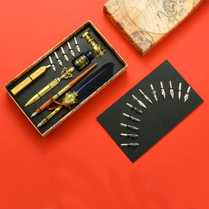 Pluma <span class=keywords><strong>de</strong></span> pluma <span class=keywords><strong>de</strong></span> madera profesional, juego <span class=keywords><strong>de</strong></span> pluma <span class=keywords><strong>de</strong></span> inmersión, Abrebotellas dorado, caligrafía, sello <span class=keywords><strong>de</strong></span> cera - Product Image 3