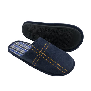 Wholesale Custom Fashion Trend Stripe Embroidery on Upper With Memory Foam <strong>Men</strong> Soft Cozy Warm <strong>Thermal</strong> Indoor Home <strong>Slippers</strong> - Product Image 1