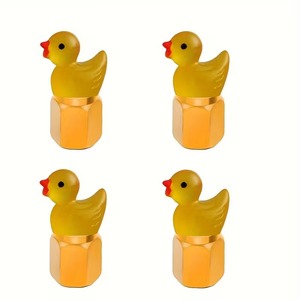 4 capuchons de valve lumineux en forme de canard, adaptés aux voitures, motos et vélos, avec un design mignon de canard jaune - Product Image 3