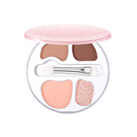 Palette de fards à paupières quatre couleurs, fard à paupières léger multi-usages avec pinceau intégré