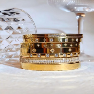 Joyería de Moda, Brazaletes de Circonita Cúbica, Chapados en Oro Real, Resistentes al Agua y al Deslustre, Pulseras y Brazaletes de Joyería Fina - Product Image 2