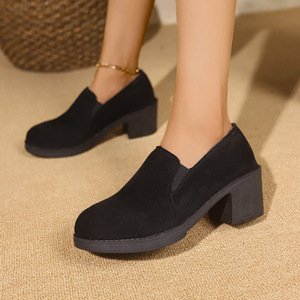 Autumn New Arrival Fashion Plus Size Medium Heel Slip-on Flats Plus Size Retro British <b>Style</b> Women's Shoes - Product Image 1