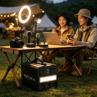 Station d'alimentation portable YUTANDA 1000W, multi-sorties AC USB DC avec lumière LED intégrée, alimentation de secours pour le camping, la maison et les situations d'urgence, fabriqué en Chine