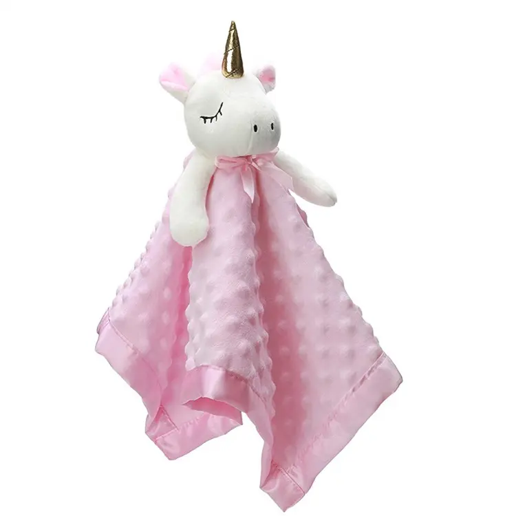 Baby Comforter Toy Animal Lovey Security coperta peluche soffice mussola di cotone personalizzata Swaddle coperta di sicurezza unicorno per bambino