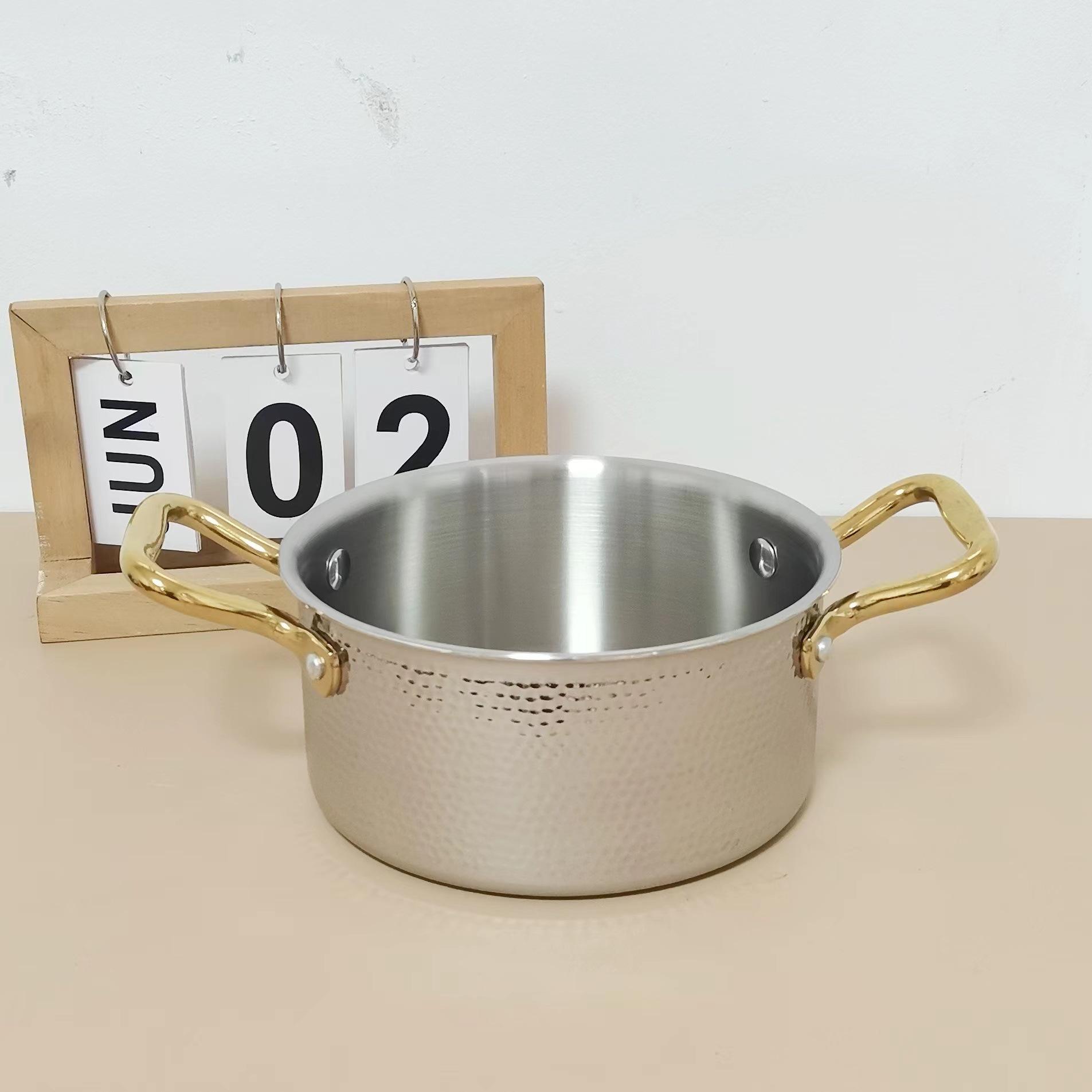 Pot à trois couches de 16cm avec oreilles triangulaires dorées sans couvercle