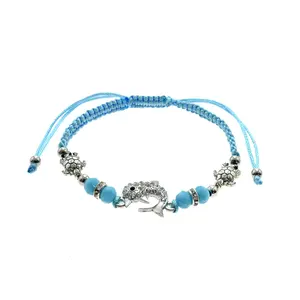 Cute Dolphin Charm Bracelet Adjustable Hawaii Jewelry Handmade Sea Life Turtle Charm Bracelets For Women Men