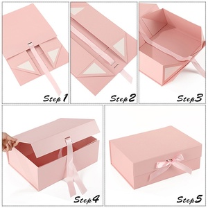 Magnetic Recyclable Rigid Customizable Gift <strong>Boxes</strong> 22x17x8.5cm Bow Lids for Birthdays Weddings Valentine's <strong>Christmas</strong> (Pink) - Product Image 5