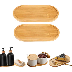 Plateau ovale en bois de bambou, plateau de rangement multifonction pour la cuisine, pour thé, café, pot de fleurs, usage domestique - Product Image 5