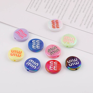 Cuentas acrílicas redondas Minmin con orificio recto para la fabricación de joyas, accesorios de bricolaje, color aleatorio - Product Image 1