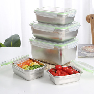 Boîte de conservation alimentaire en acier inoxydable 304, carrée, avec couvercle hermétique, boîte à lunch de voyage - Product Image 1