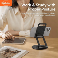 Support de téléphone rotatif en alliage d'aluminium, réglable à 360 degrés, pliable, support de bureau pour téléphone et tablette
