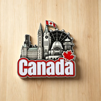 Aimant de réfrigérateur en métal 3D personnalisé, sans stock préparé, avec vue panoramique de Toronto, Vancouver, Québec, Canada – Souvenir touristique
