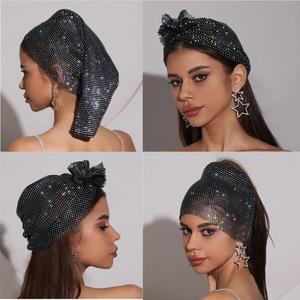 Tinh Hoa Fishnet hat Rhinestone Flash khoan lưới hộp đêm bên phụ kiện Burst Flash cá tính Kem chống nắng khảm với kim cương - Product Image 5