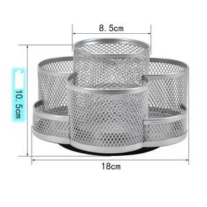 Porte-stylos rotatif à 360 degrés en maille métallique noire pour bureau scolaire, organiseur de crayons avec 8 compartiments - Product Image 5