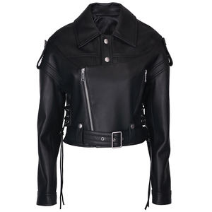 2023 autunno maniche staccabili oversize Moto <span class=keywords><strong>Biker</strong></span> giacca corta <span class=keywords><strong>donna</strong></span> giacca Vintage <span class=keywords><strong>in</strong></span> vera <span class=keywords><strong>pelle</strong></span> da <span class=keywords><strong>donna</strong></span> - Product Image 6