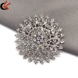 Bros berlian imitasi kaca bunga 6 cm kristal bening dasar perak untuk dekorasi kursi garmen
