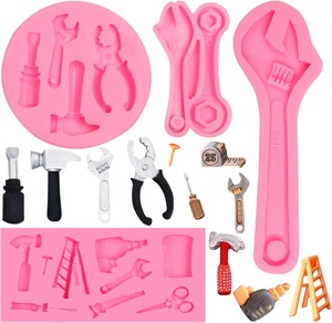 <b>Mini</b> Construction Tools Fondant Silicone Molds Hand Tool <b>Chocolate</b> Molds for Cake Decor Candy Cupcake Topper Polymer Clay - Product Image 1