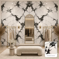 Panneau mural WPC en gros 900x2800mm 9mm étanche, revêtement en marbre veiné blanc et noir Panda pour chambre d'hôtel et salle de bain
