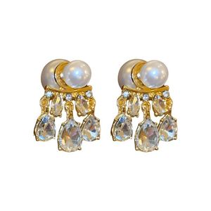 <b>Light</b> Luxury Style Diamond Drop Pearl Earrings Sweet Niche Temperament Earrings for Women - Product Image 5