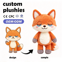 Peluche Renard Personnalisée OEM ODM, Jouet en Peluche Doux à Yeux Dormeurs, Mascotte de Dessin Animé en Coton PP pour Cadeau Enfant
