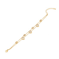 Vente chaude À La Main Européenne Américaine Mode Bracelet Nouveau Géométrique En Verre En Forme De Coeur En Acier Inoxydable Double Couche Bijoux