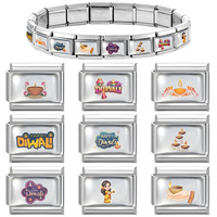 Ensemble de modules de bracelet à breloques DIY en acier inoxydable italien plaqué or, accessoires de bijoux classiques et créatifs à assembler