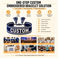 Pulseras Tejidas Personalizadas con Nombre, Logotipo, Texto Bordado, Borlas de Tela, Hechas a Mano, de Moda, para Mujer