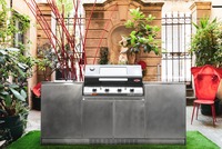 Meubles de cuisine extérieurs professionnels Vermonhouzz en acier inoxydable 304, résistants aux intempéries, couleur argent naturel, pour îlot BBQ