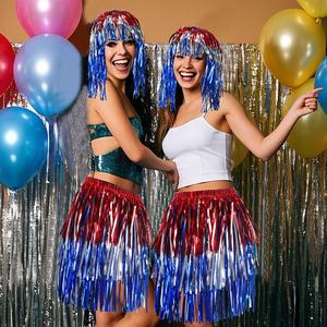<span class=keywords><strong>วิก</strong></span>ผมฟอยล์สีฟอยล์สำหรับวันเอกราชชุดแฟนซีชุดวันชา<span class=keywords><strong>ต</strong></span>ิสหรัฐอเมริกาวิกปาร์<span class=keywords><strong>ต</strong></span>ี้กระโปรง - Product Image 1