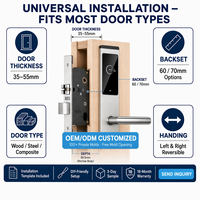 Cerradura Inteligente para Puerta de Hotel, Sistema de Control de Acceso de Acero Inoxidable Pulido con Llave de Tarjeta RFID IC e Instalación Fácil