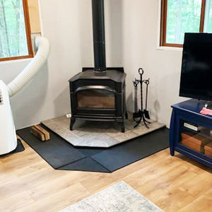 Alfombrillas para chimenea resistentes al fuego, alfombrilla ignífuga semiredonda para chimenea, ignífugo negro, protege los suelos, chispas para patio, <span class=keywords><strong>brasas</strong></span> - Product Image 1