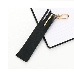 En stock, étui à stylos en cuir simple pour étudiants, trousse à crayons, lot de 2, sac portable à suspendre, trousse à crayons de couleur unie. - Product Image 4