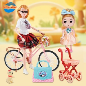 Rodillo de bicicleta de niña bonita de moda con juego de bicicleta, muñeca de 11,5 pulgadas, juguete de muñeca de niña barato <span class=keywords><strong>y</strong></span> lindo clásico de plástico al por mayor - Product Image 4