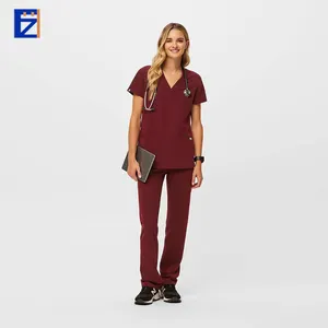 Conjuntos de uniformes de enfermeira casual de manga curta para mulheres, serviço OEM de alta qualidade e moda sexy, blusa médica casual para enfermeiras