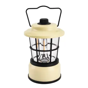 2024 New Design Waterproof Portable Outdoor Camping Lanterns Vintage Retro Light LED Rechargeable With Hook High Quality