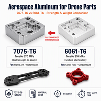 Pièces de drone en aluminium usinées CNC 7075-T6, composants de châssis UAV légers, usinage de précision sur mesure OEM ODM, usine de fabrication