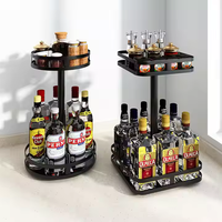 Étagère Rangement Cuisine avec Boîte de Rangement Rotative pour Épices Support en Métal pour Couvercles de Casseroles et Épices en Acier