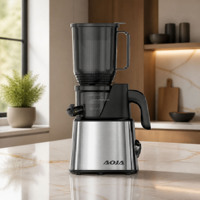 Extracteur de jus à froid à haut rendement, moteur DC 250W 60 tr/min, goulotte large de 15 cm, couvercle en maille d'acier inoxydable, extracteur de jus et de pulpe sèche