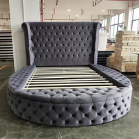 Lit de rangement Chesterfield capitonné moderne à trois côtés en tissu, taille King, écologique et durable, pour salon et appartement