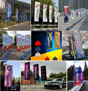 Custom Printed Rectangle Vertical Advertising Banner Exhibition Event Festival Boat Flags Pole Stand