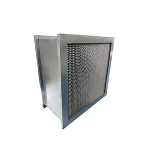 Bingkai Baja Tahan Karat Serat Kaca Berlipat Dalam Sistem H13 H14 Foil Aluminium Filter HEPA Suhu Tinggi