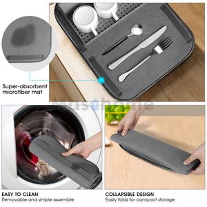 <b>Kitchen</b> Countertop Multifunctional Fork Spoon Drying Rack <b>Kitchen</b> <b>Storage</b> Draining Rack With Mat - Product Image 4