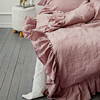 Housse de couette à volants 100% en tissu de lin, 1 pièce, Support de literie personnalisé, ensemble de housse de couette 3 pièces, ensemble de draps 4 pièces