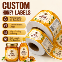 Label Stiker Hologram Digital Custom Tahan Air untuk Kemasan Makanan Madu, Selai, Snack, Pizza